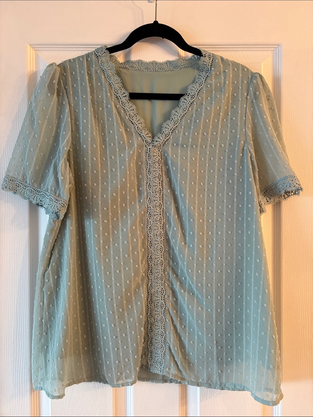 Amazon Lace Trim Blouse EUC